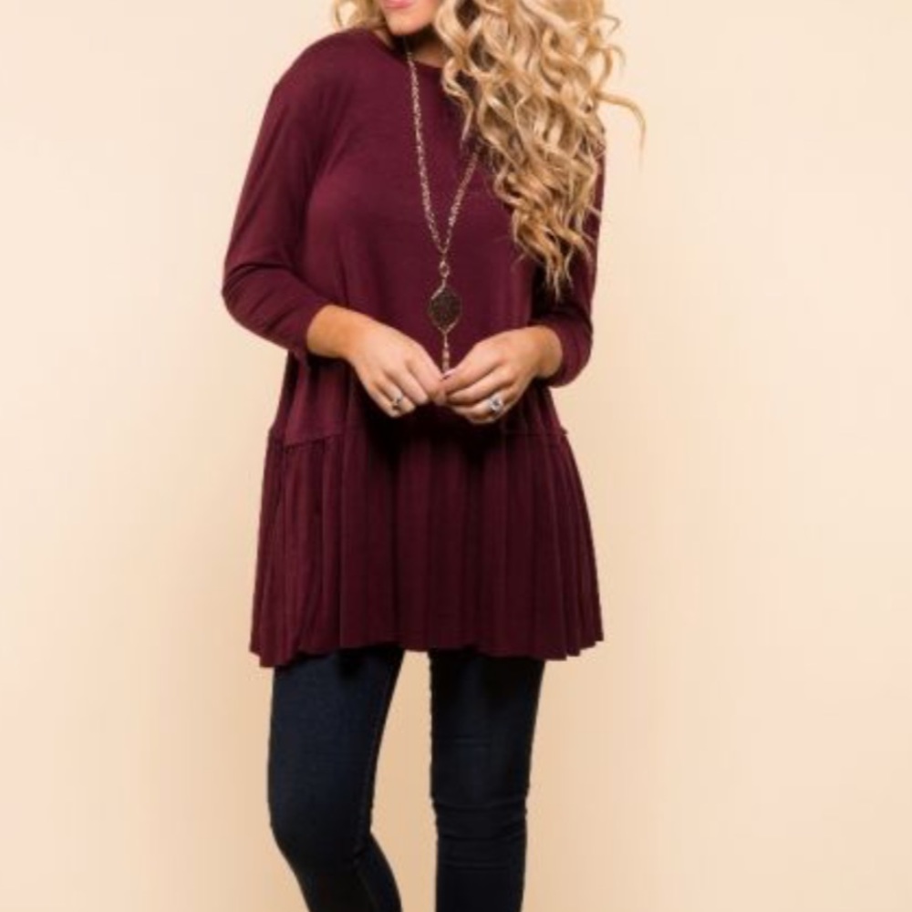 Purple Peplum Long Sleeve Tee